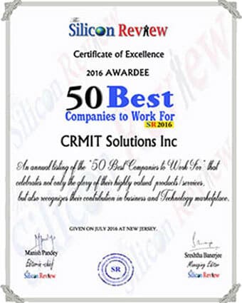 The Silicon Review Magazine lists CRMIT Solutions among "50 Best Companies to Work For"